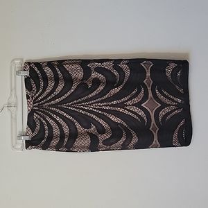 eva mendes black scroll lace over cream lining pencil skirt 0